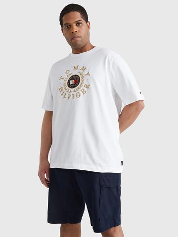 Férfi Tommy Hilfiger Icon big and tall circle logo Póló Fehér | HU 827KOR